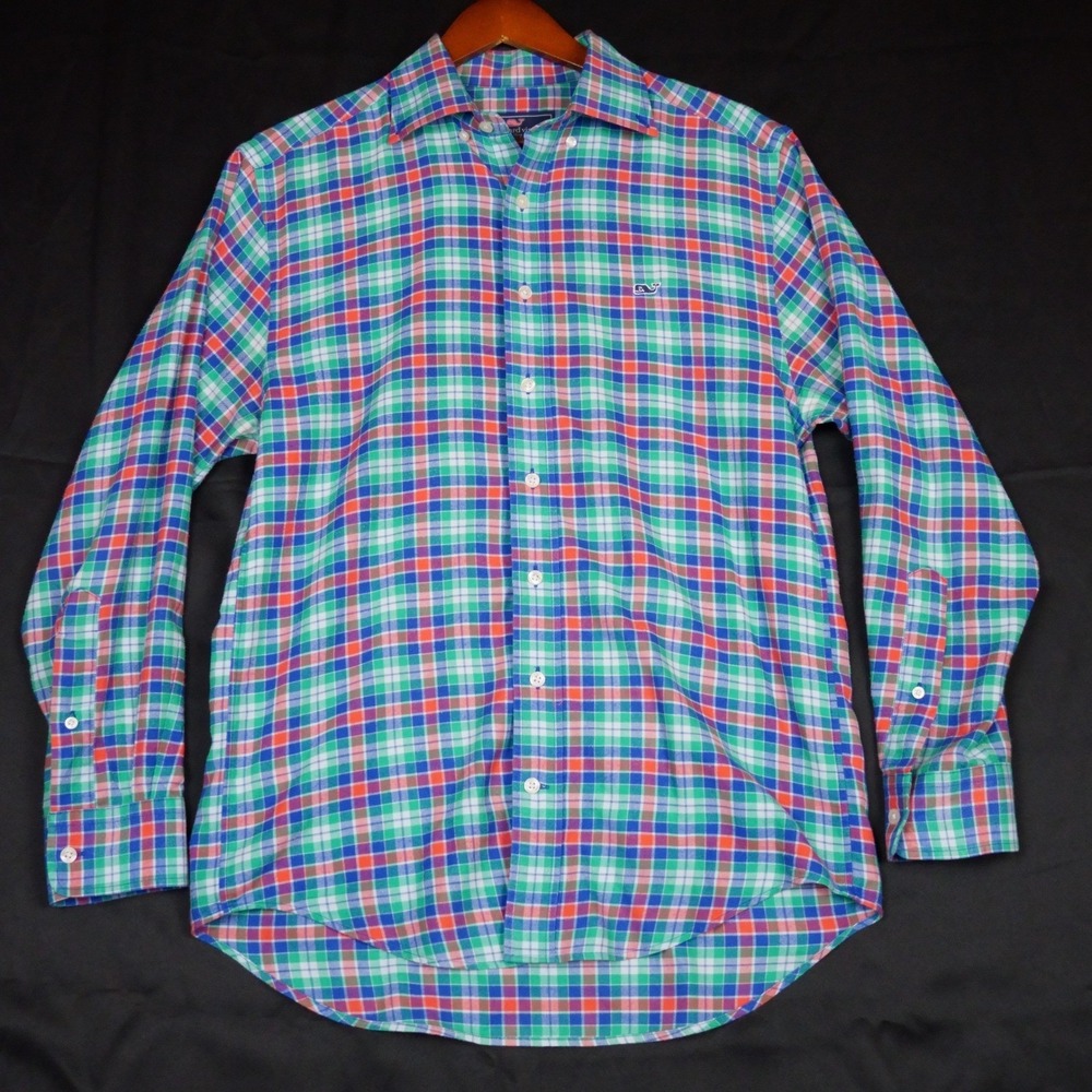 Vineyard Vines Whale Shirt Mens S Multi Color Plaid Button Down Cotton